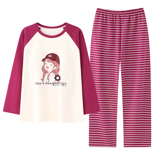 草本初色 甜美休闲家居服带胸垫可外穿睡衣套装 女款 组合装