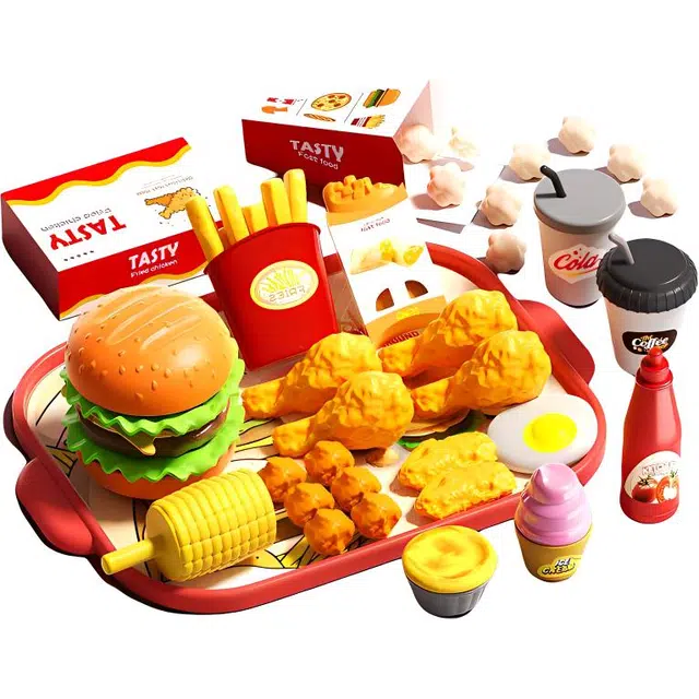 益米 仿真汉堡包套装 薯条披萨 厨房过家家 玩具