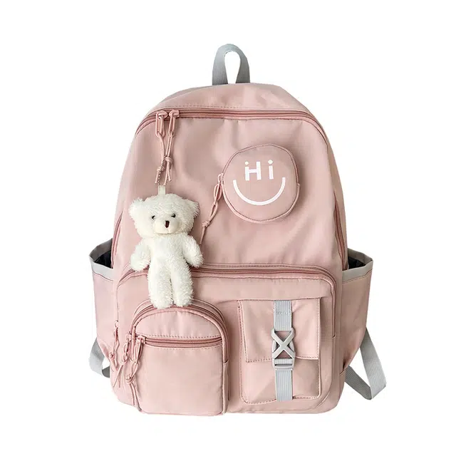 帕克熊 时尚多巴胺日常初高中大学生上课书包 尼龙布 双肩包 常规 男女同款情侣款 多色