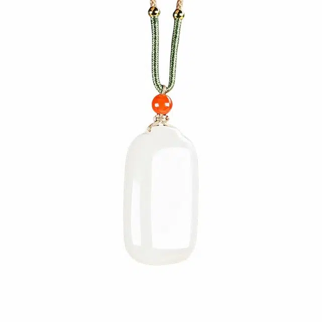 舒杰 孤品简约百搭平安牌 和田玉项链 白玉 男女同款情侣款