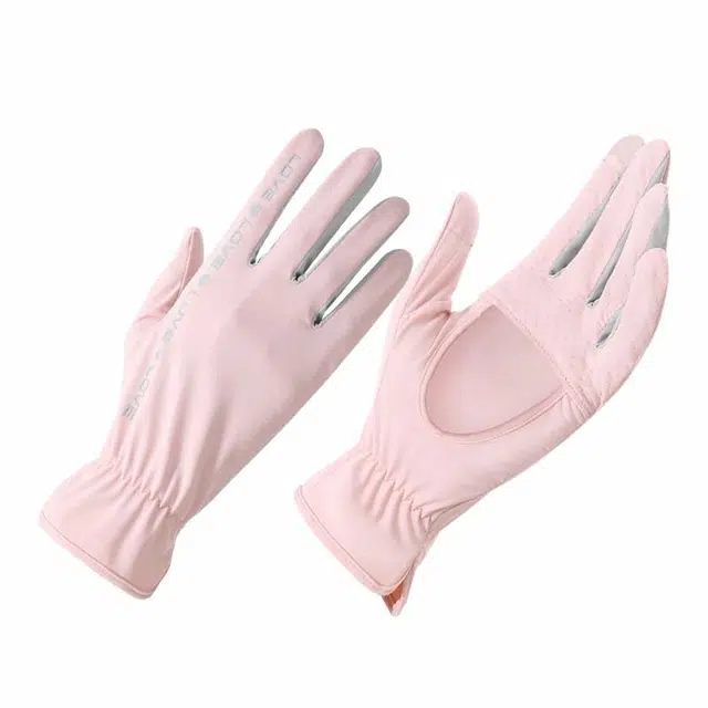 南极人 冰丝防紫外线夏季开车轻薄透气镂空掌心户外骑行露指可触屏 轻便舒适 锦纶 防晒手套 女款