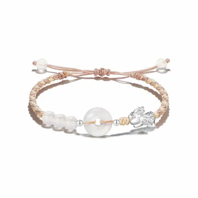 中国珠宝 招财纳福吞金兽国潮新中式国风民族风编绳#好运 玉髓 手链 男女同款情侣款