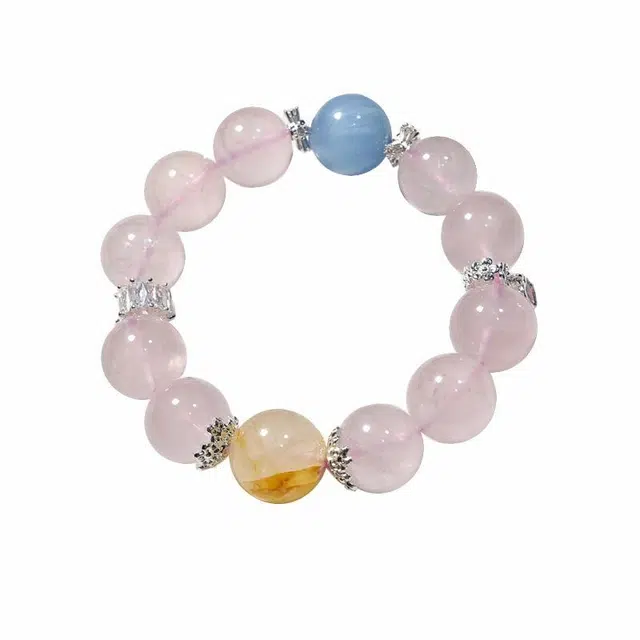 陌阡雪 招正缘桃花 新中式甜美轻奢高级感精致百搭好运手饰#好运 粉水晶 手串 男女同款情侣款