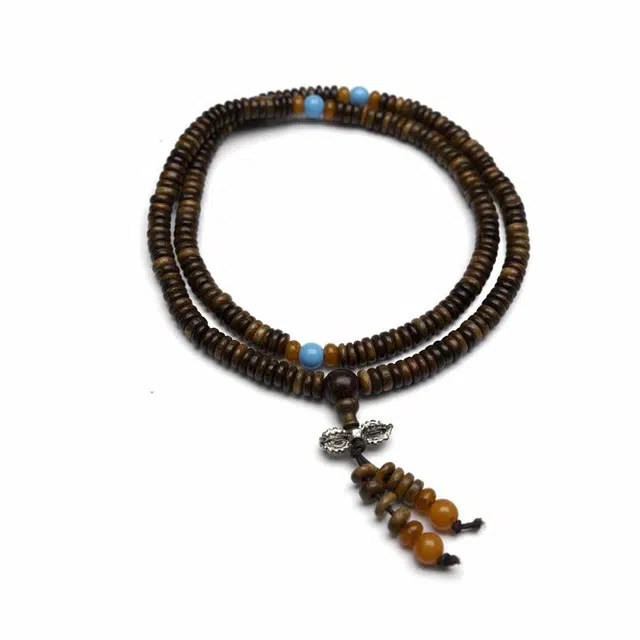 周帝王 隔片 简约双层叠戴 绿檀 手串 男女同款情侣款