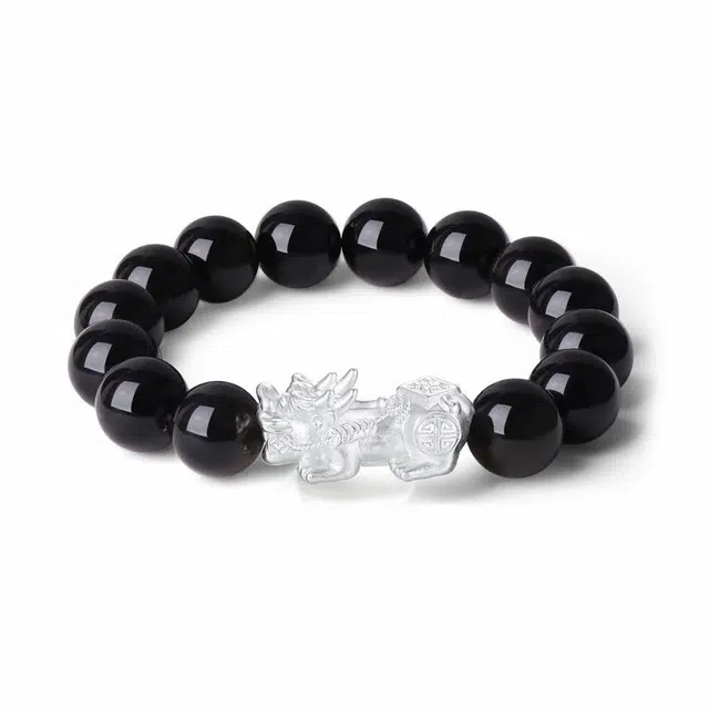 万娜 招财貔貅转运珠 国潮新中式 黑曜石 手串 男款
