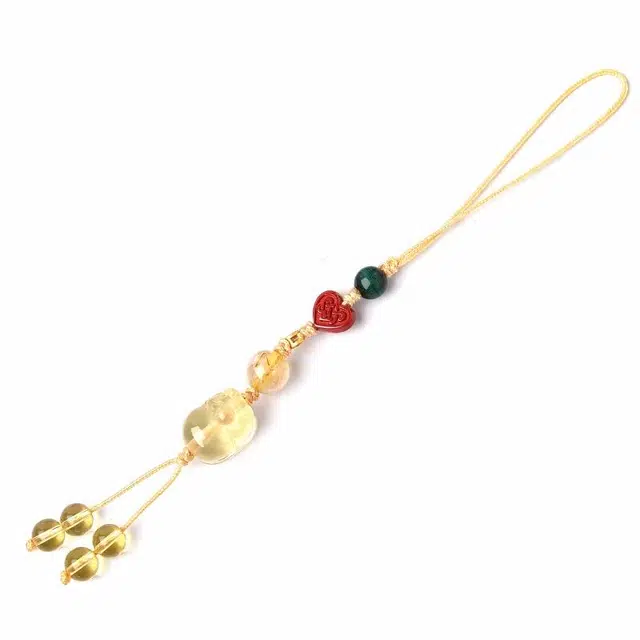 灵菲 小众貔貅转运珠手机挂坠 新中式招财转运饰品旺桃花平安幸运#好运 黄水晶 吊坠 男女同款情侣款