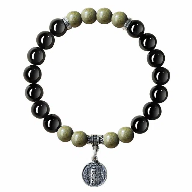 易明居 新中式招财暴富 五路财神  时来运转 小众轻奢百搭高级感串珠 水逆退散 转运珠#好运 黑曜石 手串 男女同款情侣款