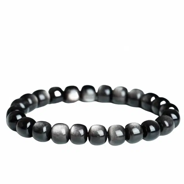 石在行 新中式纳福复古轻奢小众百搭气质精致高级氛围感好运桶珠 黑曜石 手串 男女同款情侣款