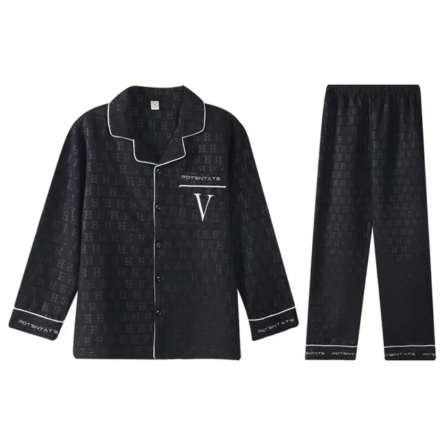 兰缪 休闲简约舒适长袖春秋冬季睡衣套装 男款 图片色