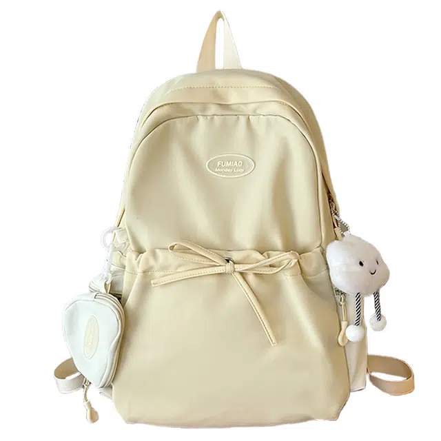 爱尔绅特 蝴蝶结清新书包韩版百搭纯色轻便校园大容量旅行背包 尼龙 双肩包 常规 男女同款情侣款 多色