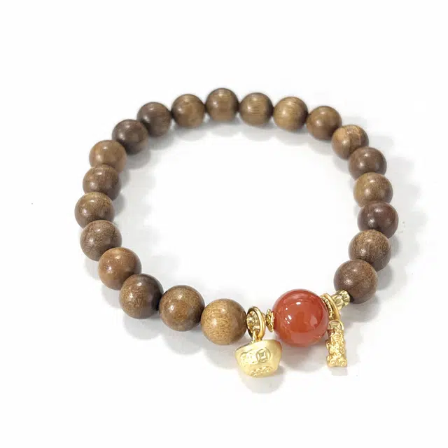【接住泼天富贵】 京华录 招财纳福吞金兽 高薪长伴飞黄腾达 转运珠文玩串珠百搭 国风#好运 楠木 手串 男女同款情侣款