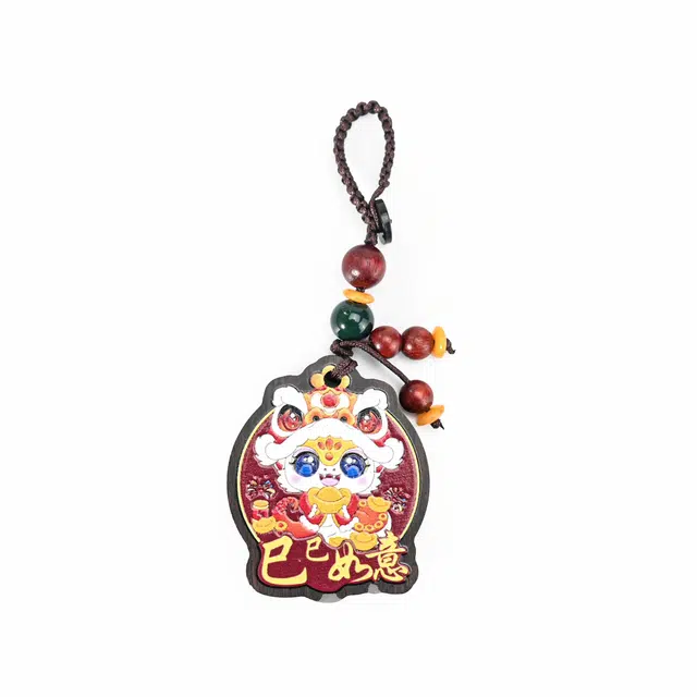 天纵 新中式国潮复古纳福平安文玩小挂饰  巳巳如意实木雕刻蛇年吉祥物 随身携带汽车包包钥匙扣 黑檀 木作挂件 男女同款情侣款