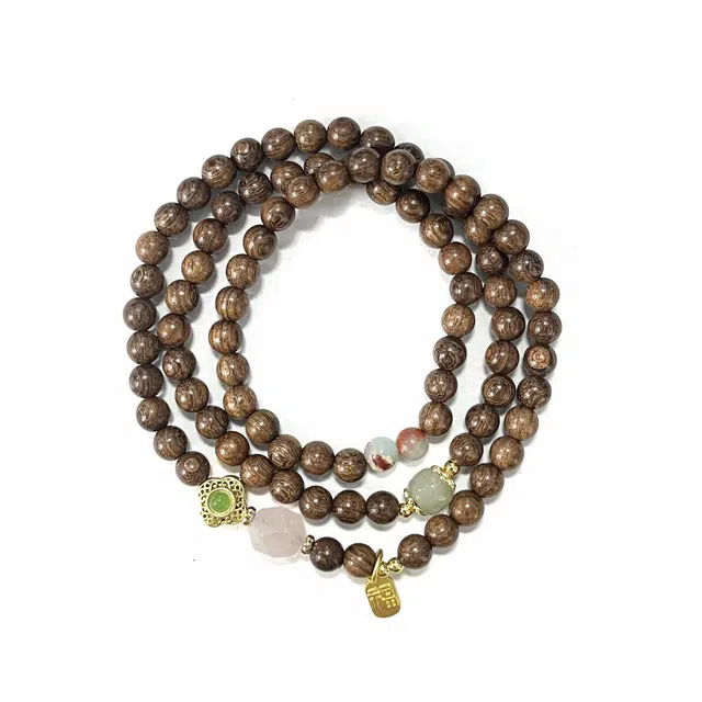 京华录 财源广进新中式文艺复古风文玩佛珠上岸招财纳福转运八方来财#好运叠戴念珠盘玩 金丝檀木 手串 男女同款情侣款