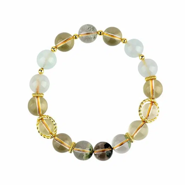 陌阡雪 国潮新中式潮流轻奢高级感气质招财纳福 绿幽灵#好运 黄水晶 手串 男女同款情侣款