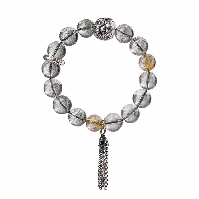 谧月珠宝 财富女神 新中式国潮醒狮纳福招财幸运百搭精致感好运 绿幽灵 手串 男女同款情侣款