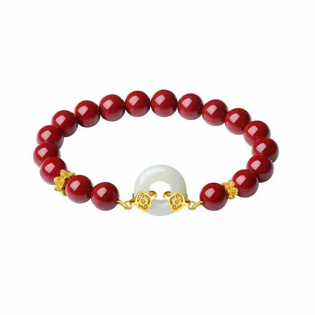 周百福 平安扣 新中式国潮 精致小众 轻奢高级感 礼盒 气质优雅 红色显白 本命年好运 再造辰砂朱砂 手串 男女同款情侣款