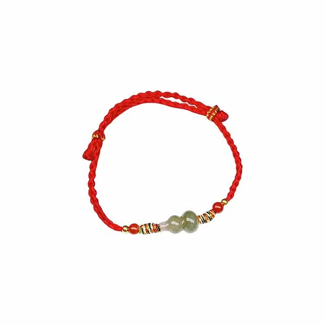 舒杰 招财福禄葫芦转运红绳  手工编织绳    （随机发货）  简约礼盒包装 和田玉手链 青白玉 男女同款情侣款