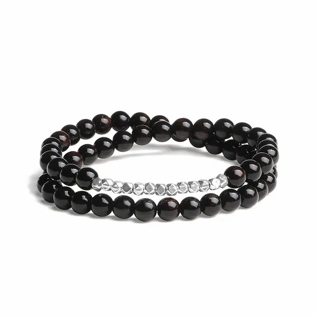 木盛缘 【顺丰包邮】【碎银几两】新中式文艺复古风文玩佛珠上岸招财纳福转运八方来财#好运檀木叠戴 黑檀 手串 女款