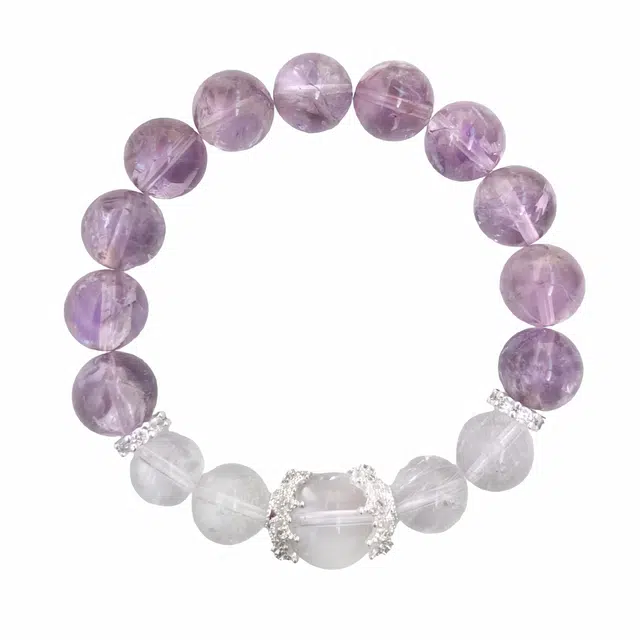 丰运阁 【九紫离火兔毛】好运 招贵人缘 增强正能量净化磁场 增强灵性智慧之石 神秘且温柔好寓意助事业学业 紫水晶 手串 女款