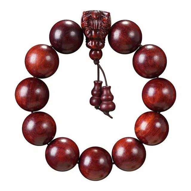 鶄鲤 新中式雕刻龙头佛珠 血檀 木作手串 男女同款情侣款