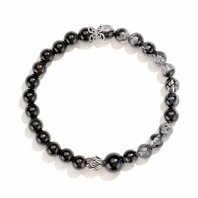 龙弗 【情侣专属】定情信物坚定信念驱散负能量能量信物能量守护新中式国潮高级感佳节好运饰品时尚百搭显气质 黑发晶 手串 女款