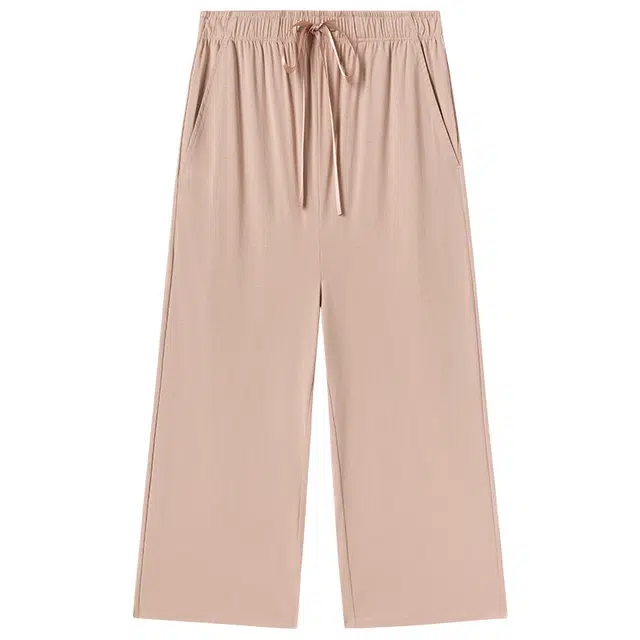 舒雅 纯色简约中腰透气九分睡裤 女款