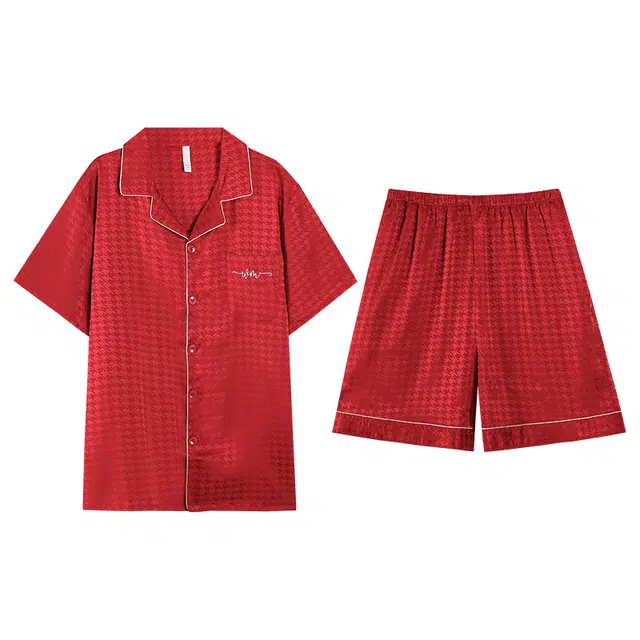 好福份 千鸟格高级感时尚舒适家居服睡衣套装 男款 图片色