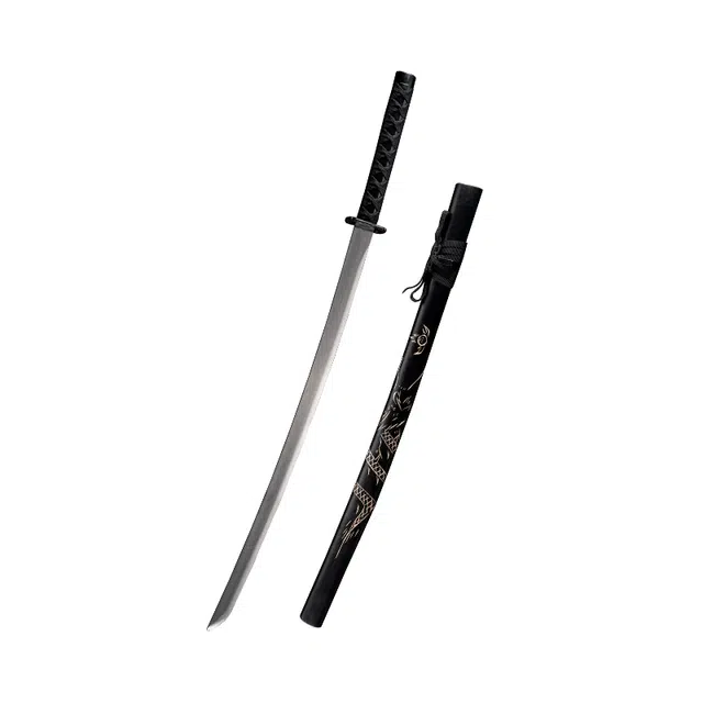 天字号 刻龙刀 实木鞘合金装高锰钢武士长刀 未开刃 成品模型