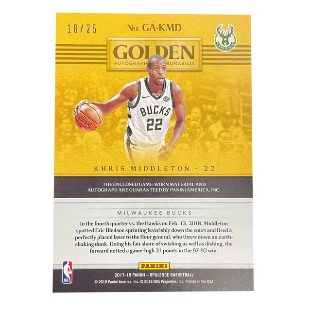 PANINI 2017-18 1825 PATCH