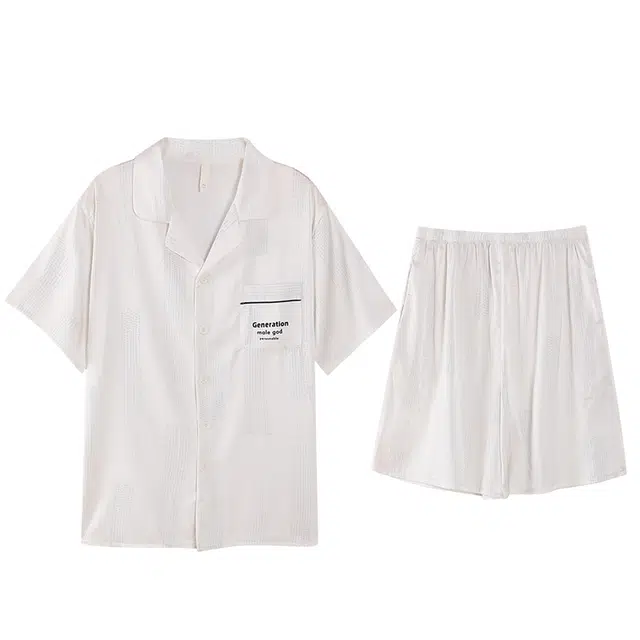 好福份 高级感休闲舒适短袖睡衣套装 男款 图片色