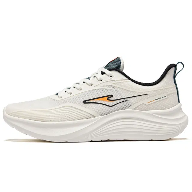 鸿星尔克 山鹰 舒适运动减震回弹耐磨 低帮 休闲跑步鞋 男款 微晶白绿