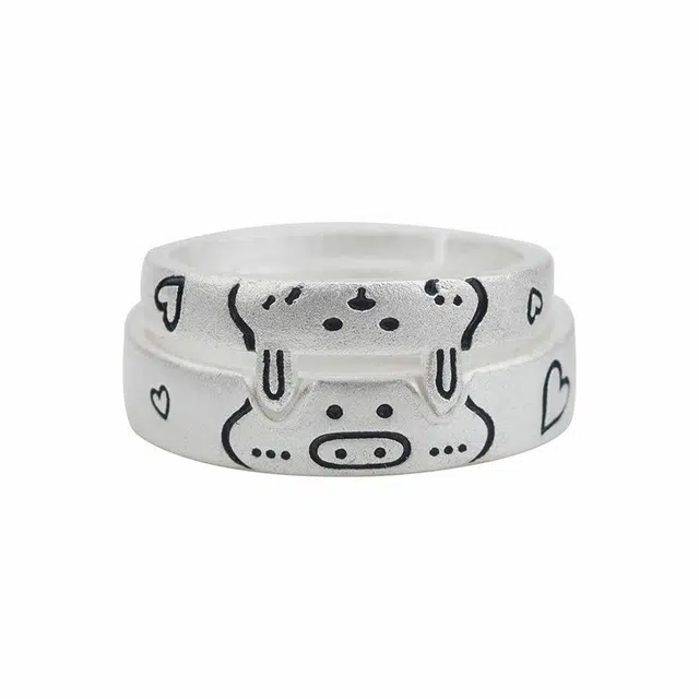 克兰茜 童话森林 卡通可爱对戒 轻奢小众高级感精致时尚气质 浪漫百搭高颜值简约潮流 精美礼盒装 可调节开口戒 铜 戒指 男女同款情侣款