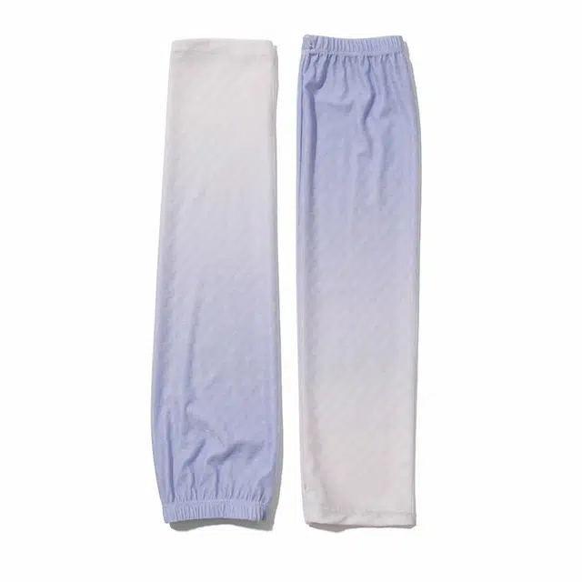 南极人 高颜值渐变冰袖防紫外线冰丝袖套宽松跑步臂套夏季开车运动骑行护袖遮阳加长套指护手背 薄款 防晒袖 男女同款情侣款