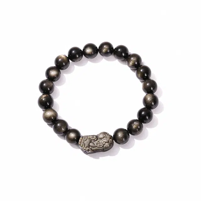 琉堇 新中式招财纳福吞金兽国潮复古风转运珠 时尚高级精美礼盒#好运 黑曜石 手串 男女同款情侣款
