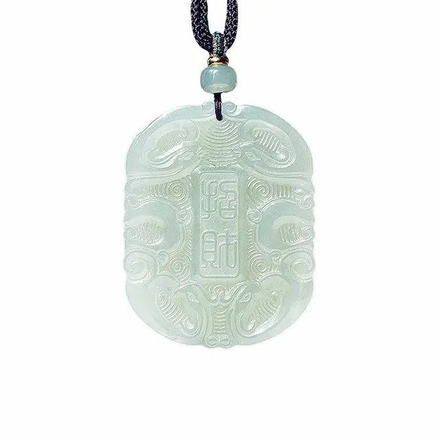 舒杰 国风招财进宝龙凤玉佩#好运 和田玉项链 青白玉 男女同款情侣款