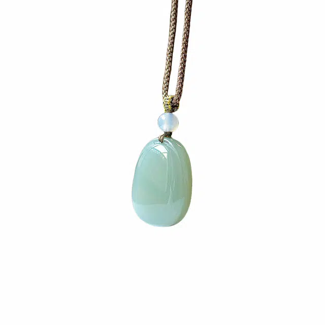 舒杰 油润小众款方糖平安牌 简约礼盒包装#好运 和田玉项链 青白玉 男女同款情侣款