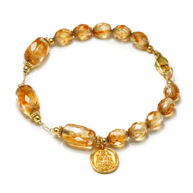 【财源广进】 灵菲 新中式轻奢小众设计款手饰 虚空藏菩萨牛虎生肖本命佛福牌 招财纳福转运珠#好运天然 黄水晶 手链 女款