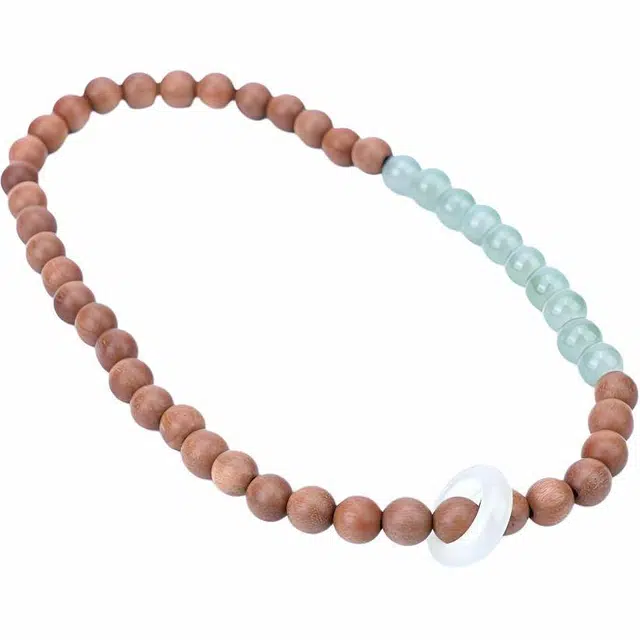 天纵 天青色等烟雨 中式国风简约双圈叠戴盘玩  纳福平安 文玩转运手持好运佛珠 芭比檀香 木作手串 男女同款情侣款