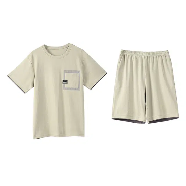 莫代尔 可外穿韩版经典亲肤时尚柔软圆领居家服睡衣套装 男款 抹茶色