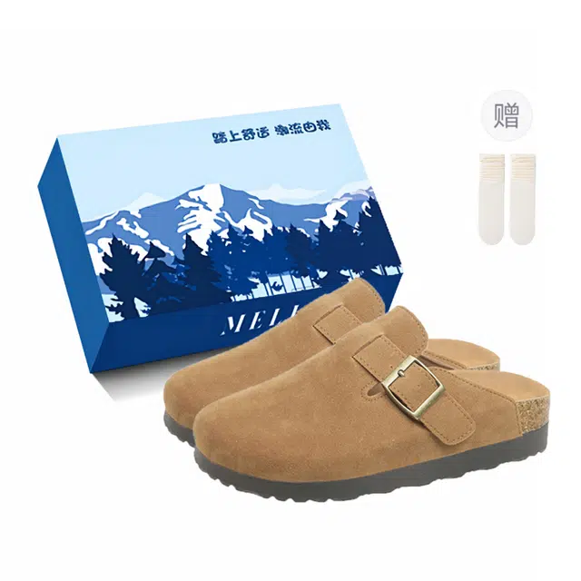 小鹿米利 小众百搭 懒人一脚蹬勃肯鞋 复古休闲 橡胶底 防磨包头拖鞋 女