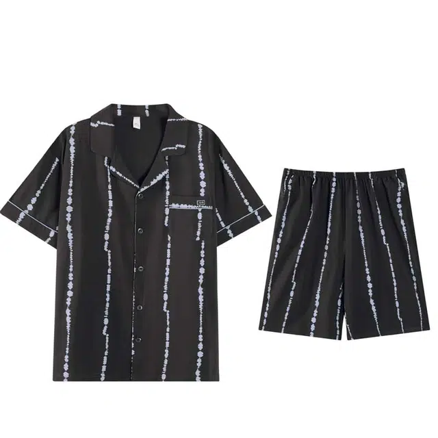 好福份 简约舒适柔软亲肤透气凉感短袖家居服可外穿睡衣套装 男款 图片色