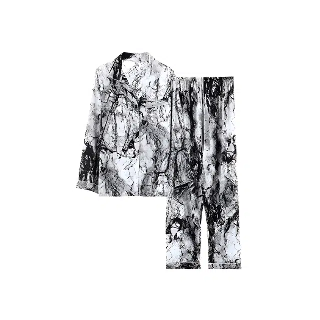 雅鹿 印花长袖长裤轻薄柔软可外穿家居服睡衣套装 女款