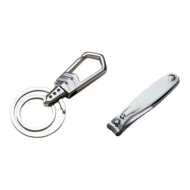 静玲珑 珠点精工指甲刀小号单个不锈钢家用指甲钳厚指甲专用指甲剪原装 平口指甲刀钥匙扣组合