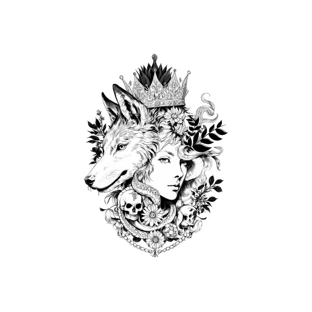 饰田  月夜皇冠草本防水纹身贴 持久高级性感情侣半永久超酷男女