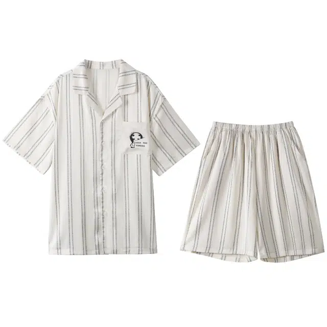 好福份 简约时尚舒适短袖睡衣套装 男款 图片色