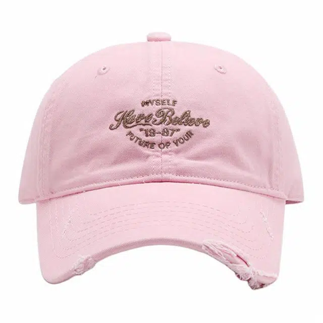 优莲茵 复古破洞字母刺绣 街头风格时尚百搭遮阳帽 水洗软顶潮流个性 棉 鸭舌帽 男女同款情侣款