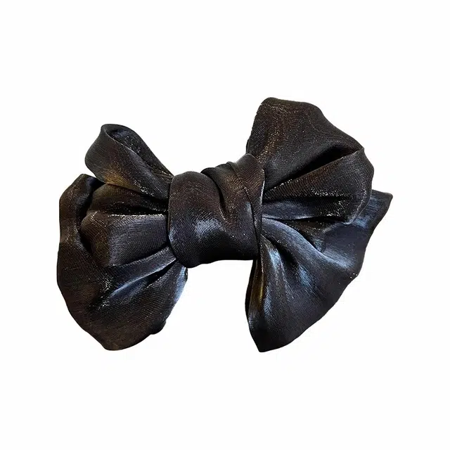 水中玉 优雅黑蝴蝶结发饰气质简约丸子头抓夹女发卡头饰 发夹 女款