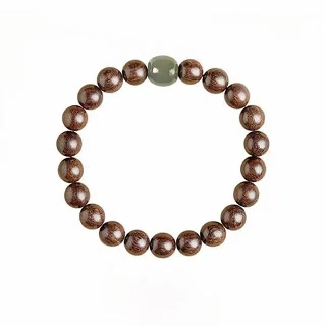 琉堇 中式守护串珠 国潮复古 国风招财进宝守护念珠 鸿运东头 金丝檀 木作手串 男女同款情侣款 檀木