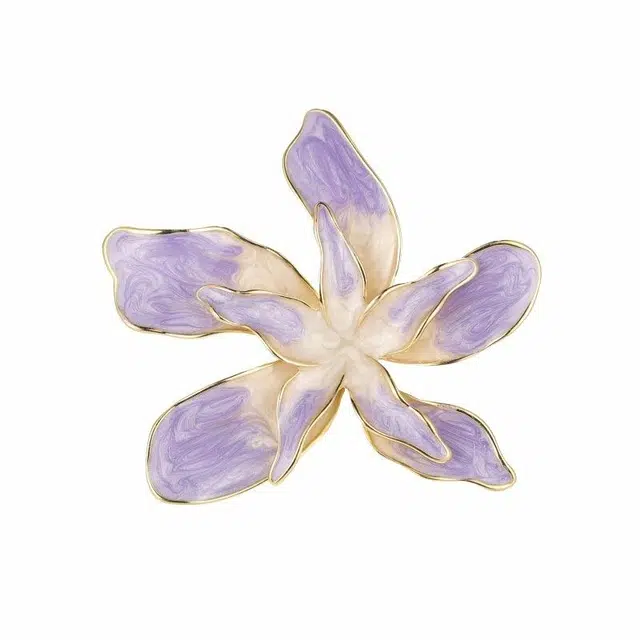 山一丸 珐琅彩绘紫色花朵优雅外套 合金 胸针 女款