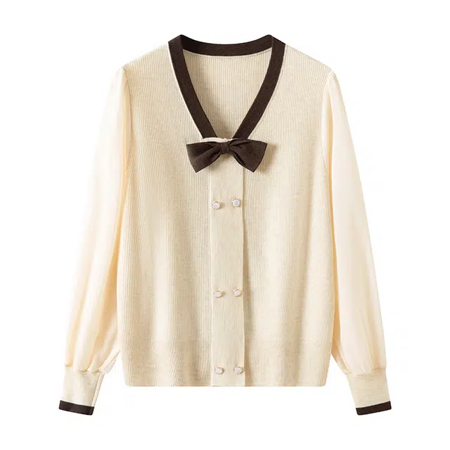 曲韩 蝴蝶结设计感漂亮洋气减龄长袖针织衫 女款